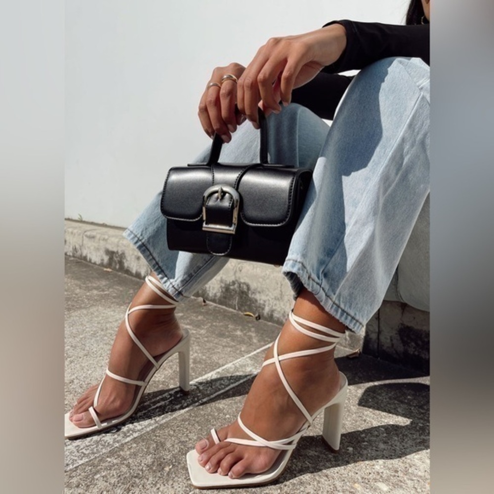 Princess Polly Billini Cheyanne wrap heels Bone size 7